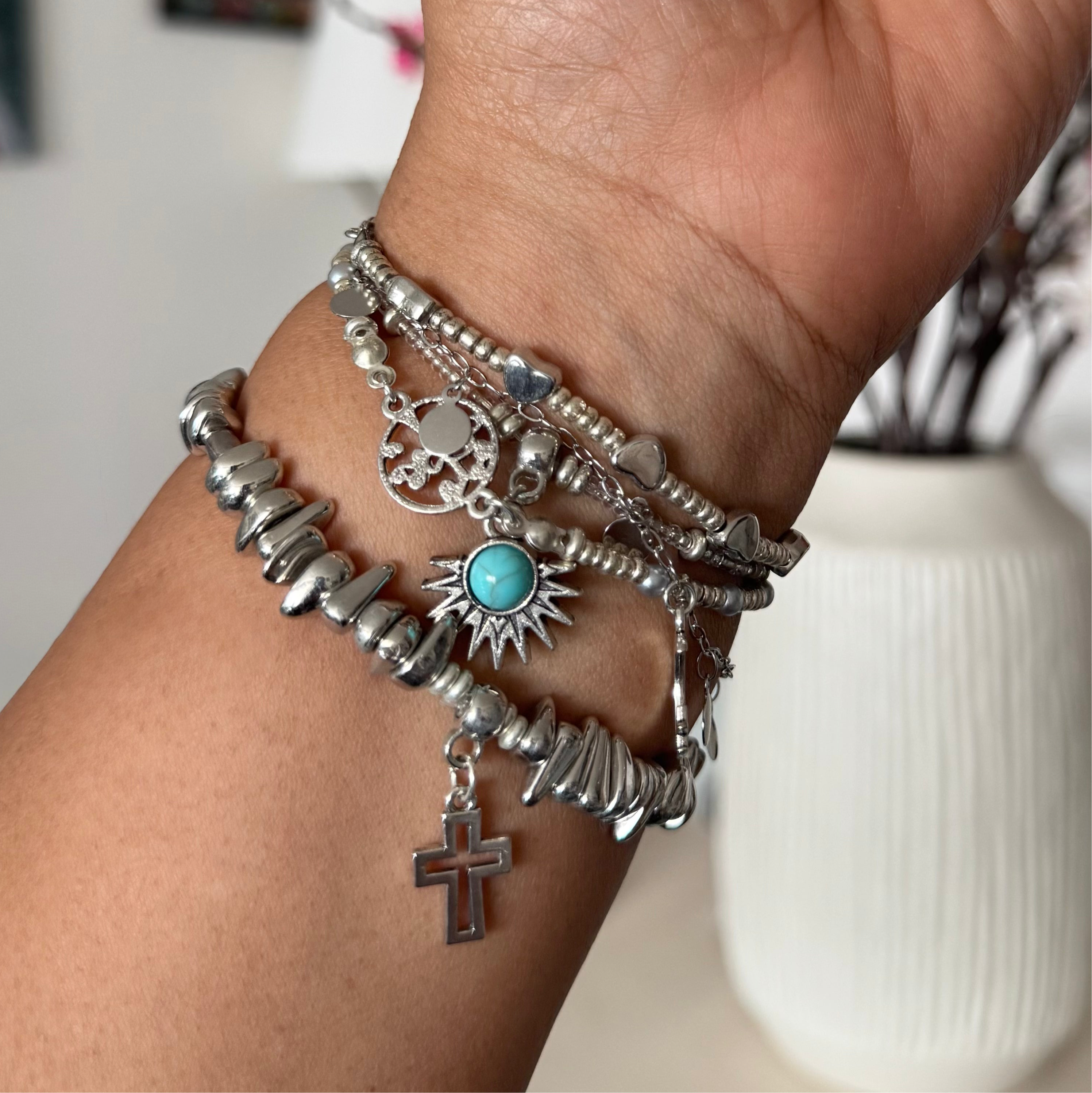 Silver 5 Stack Bracelet