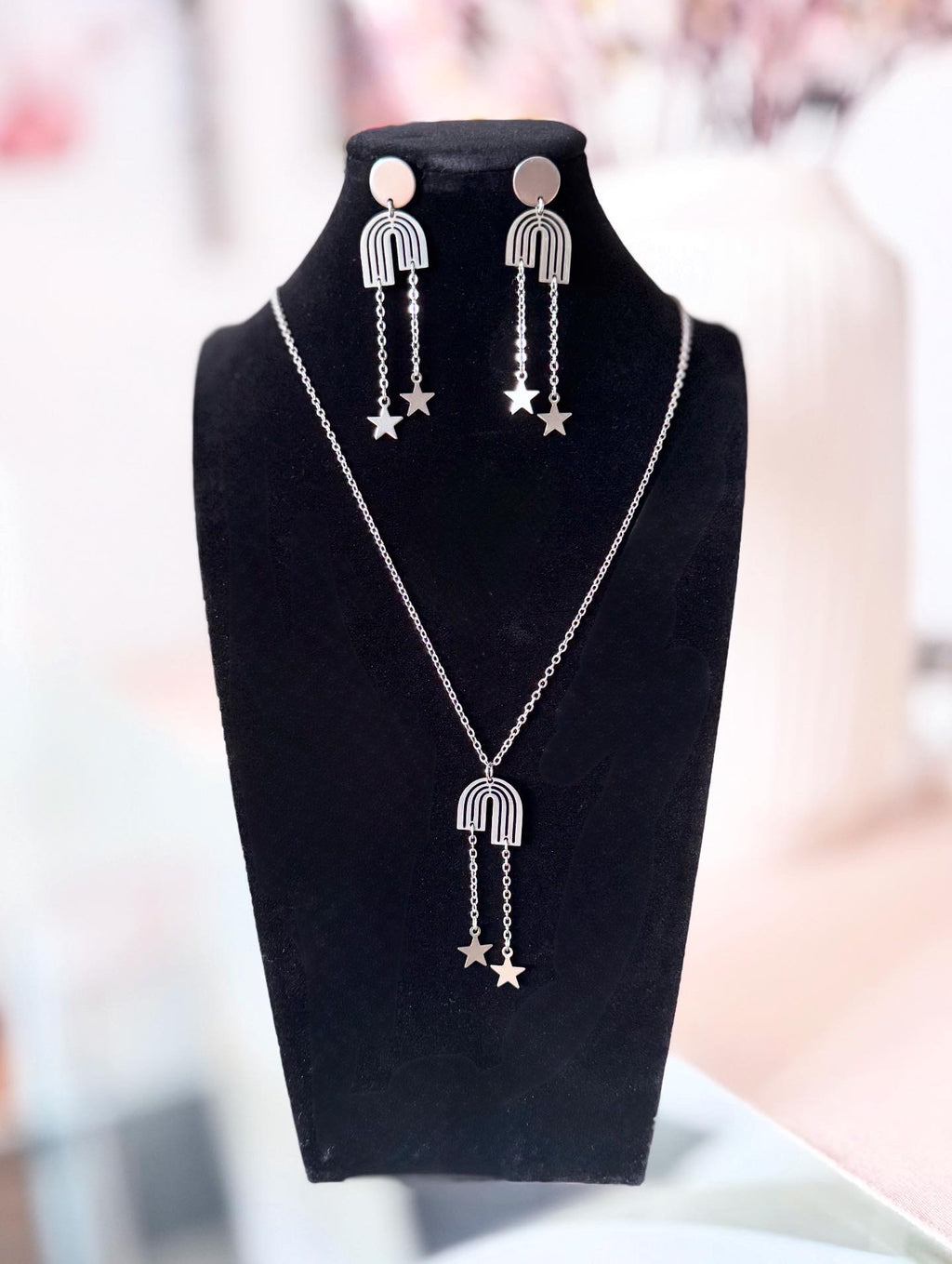 Rainbow Star Necklace & Earring Set