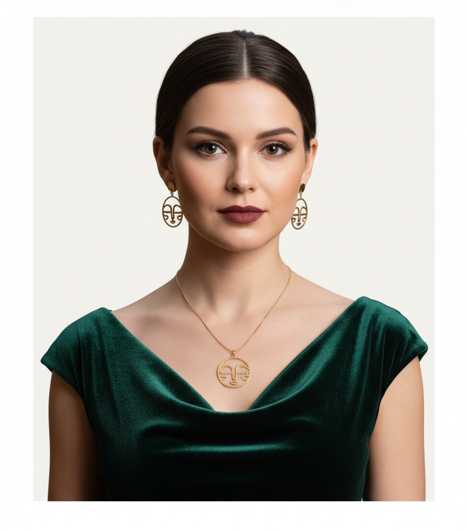Round Head Necklace & Earrings Set