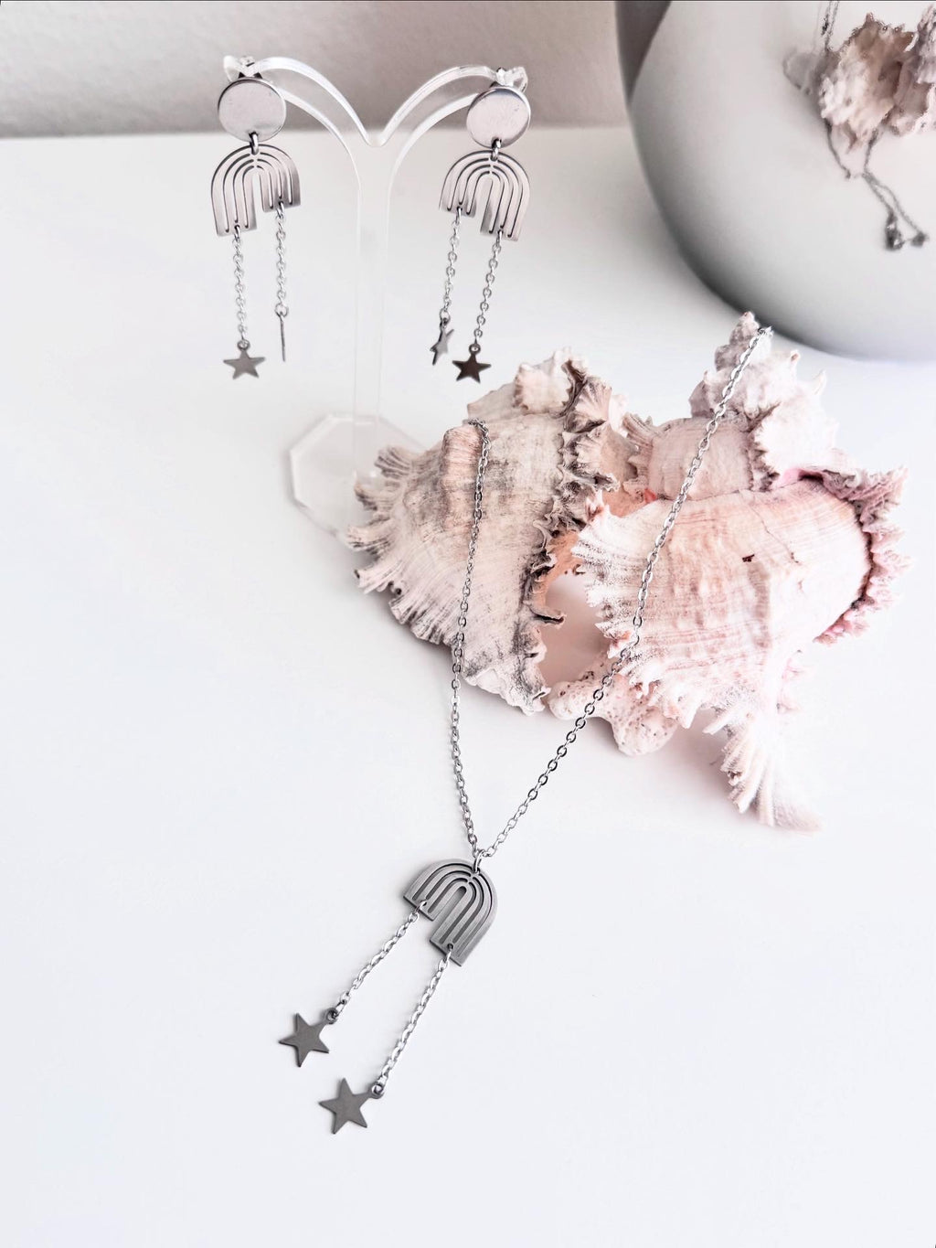 Rainbow Star Necklace & Earring Set