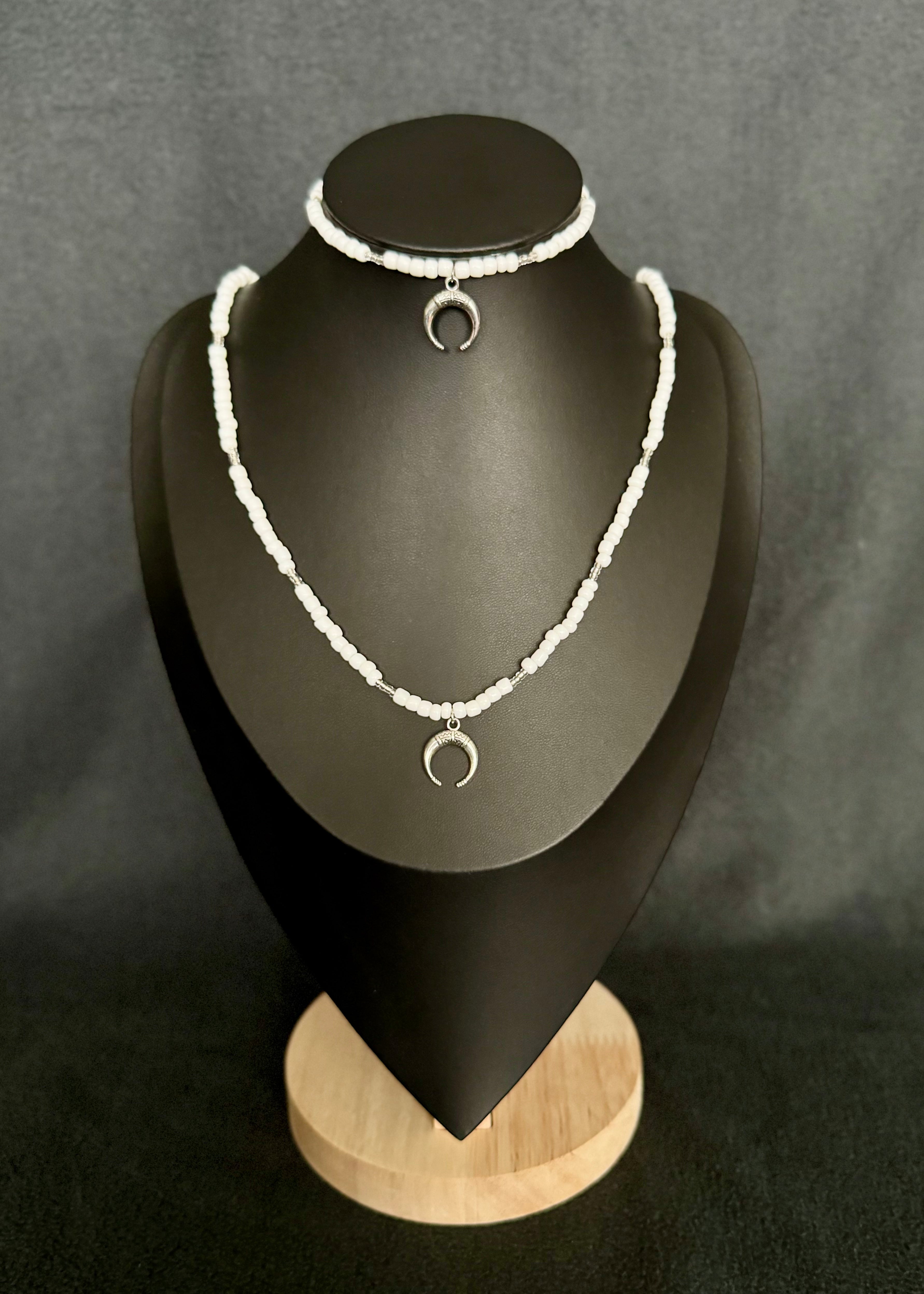 White Beaded Necklace Set