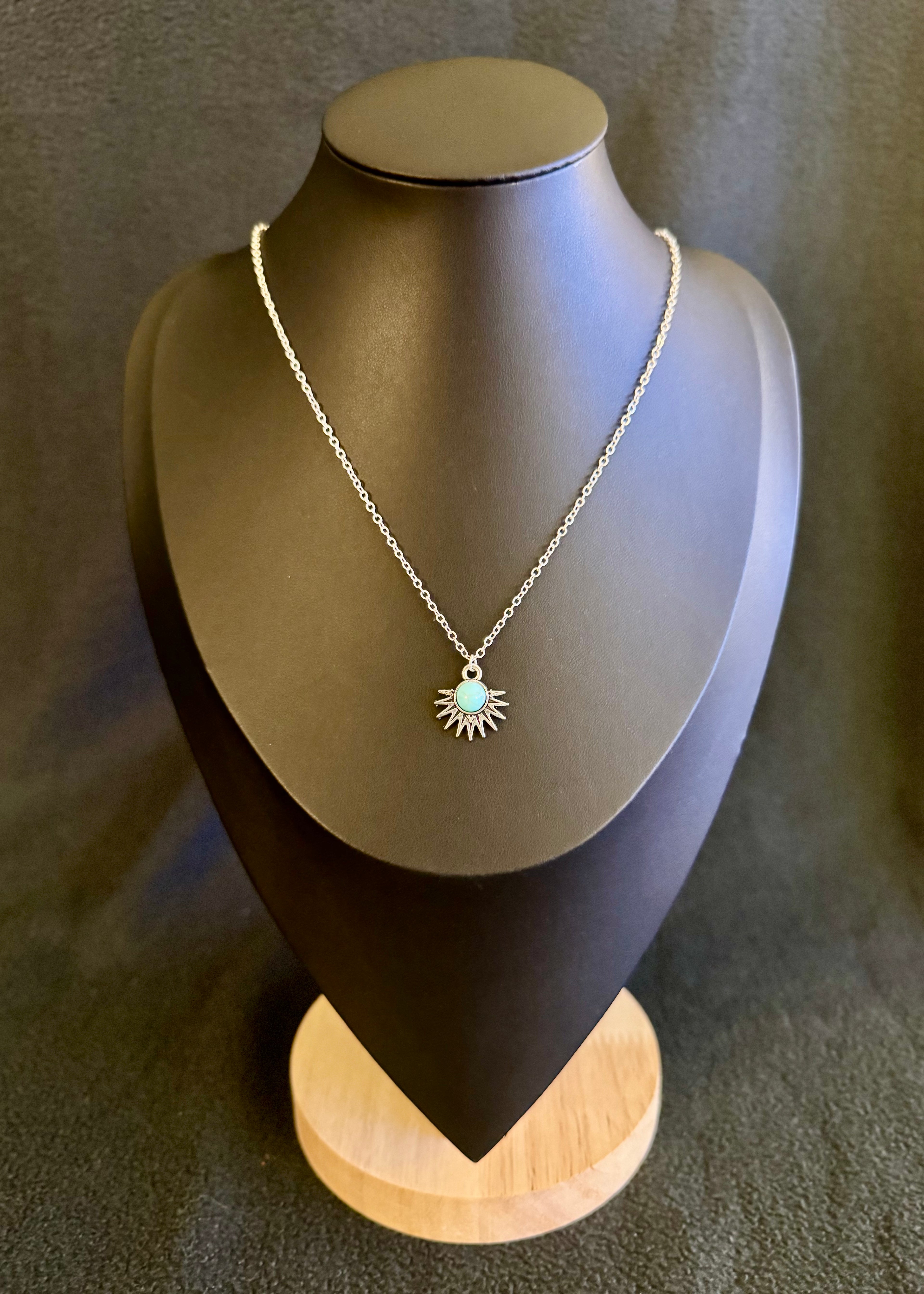SS Necklace w/ Turquoise Pendant