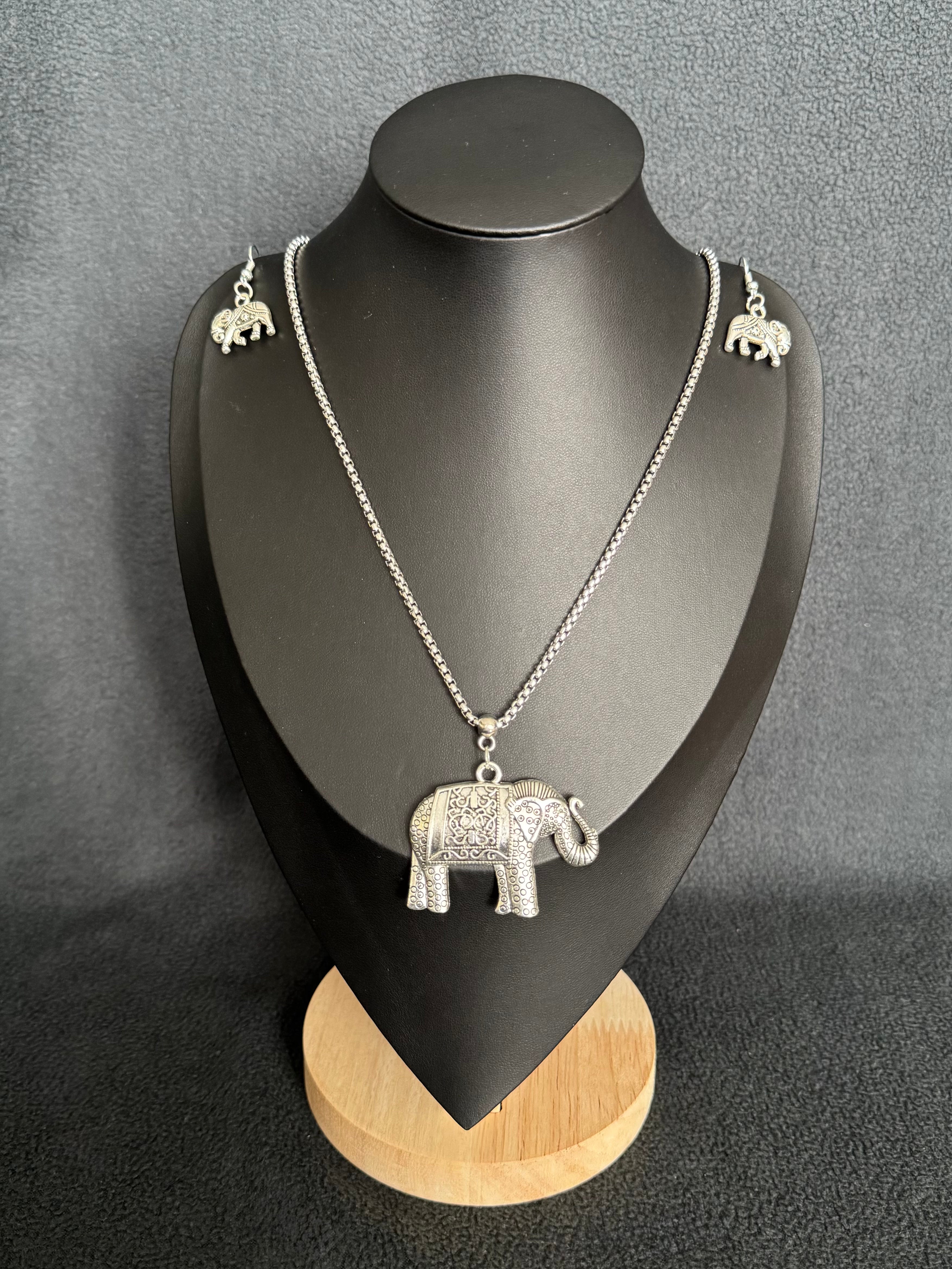 Elephant Necklace & Earring Set